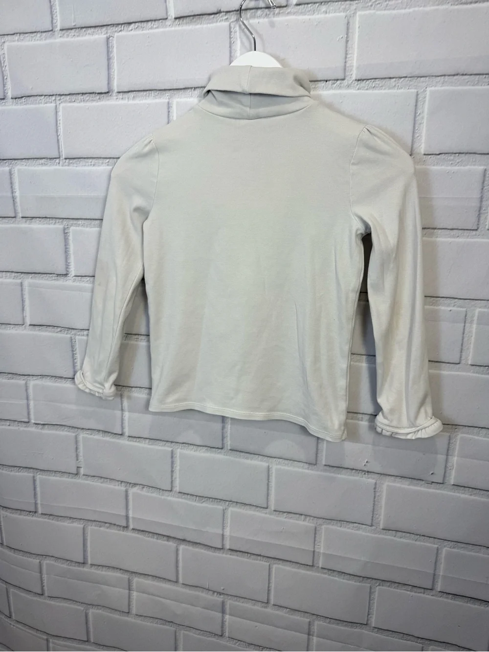Gymboree Girls White Mock Neck Long Sleeve Top | Gold Button Detail | Size 10